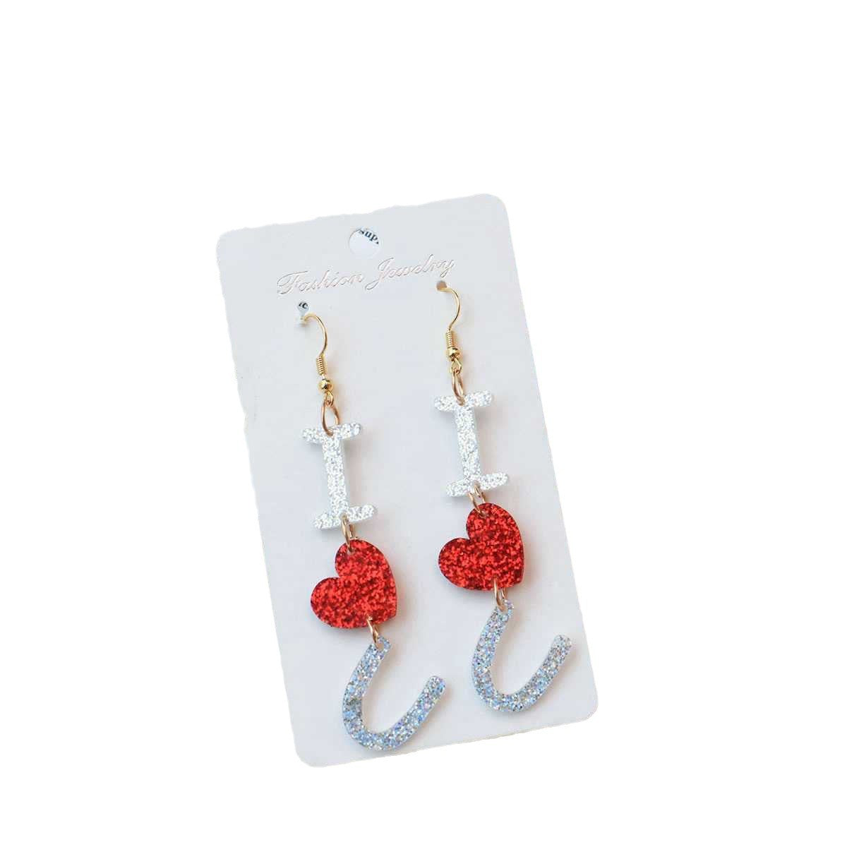 Wholesale Jewelry Personality Popular Glitter Letter Love Love Women's Ear Hook Acrylic Cut Eardrop